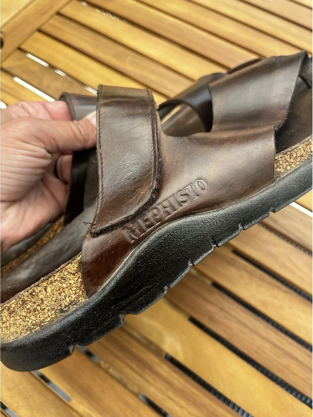 Mephisto Mobils Sandals Mens SZ EU 47 US 13 Brown James Slide Adjustable Comfort